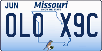 MO license plate OL0X9C