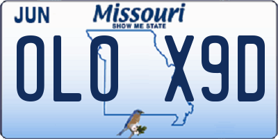 MO license plate OL0X9D