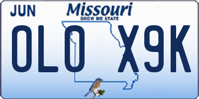 MO license plate OL0X9K