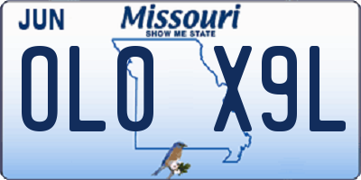 MO license plate OL0X9L