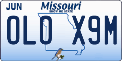 MO license plate OL0X9M