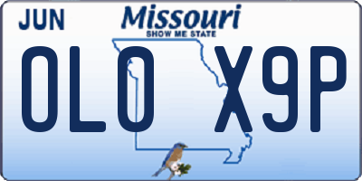 MO license plate OL0X9P