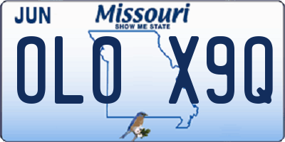 MO license plate OL0X9Q