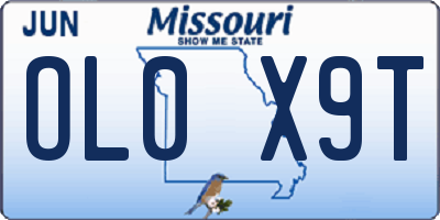 MO license plate OL0X9T