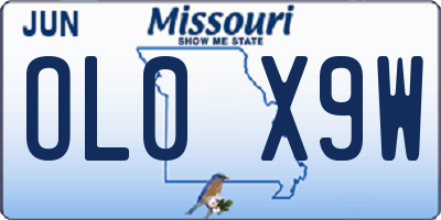 MO license plate OL0X9W