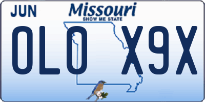 MO license plate OL0X9X