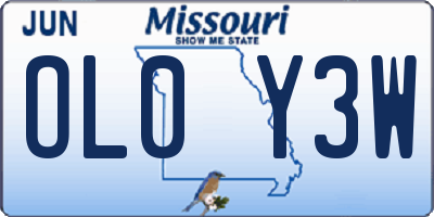 MO license plate OL0Y3W