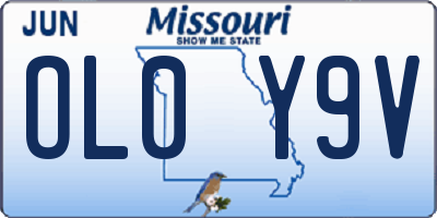 MO license plate OL0Y9V