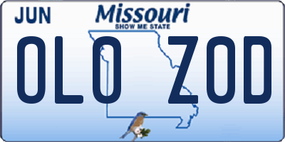 MO license plate OL0Z0D