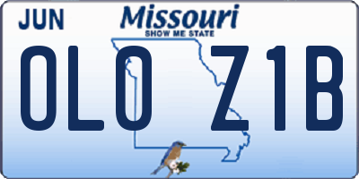 MO license plate OL0Z1B