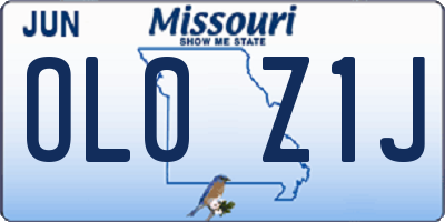 MO license plate OL0Z1J