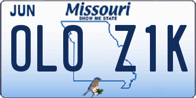 MO license plate OL0Z1K