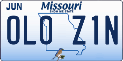 MO license plate OL0Z1N