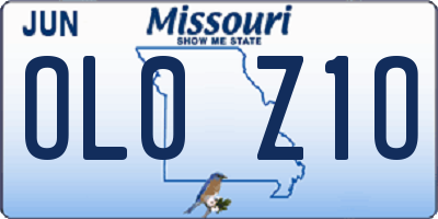MO license plate OL0Z1O
