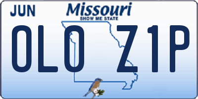 MO license plate OL0Z1P