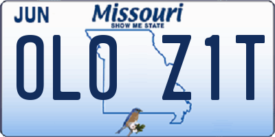 MO license plate OL0Z1T