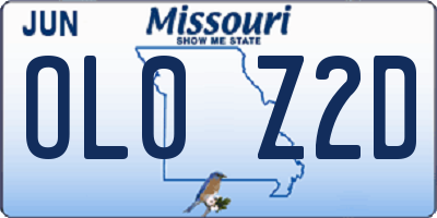 MO license plate OL0Z2D