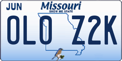 MO license plate OL0Z2K