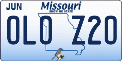 MO license plate OL0Z2O