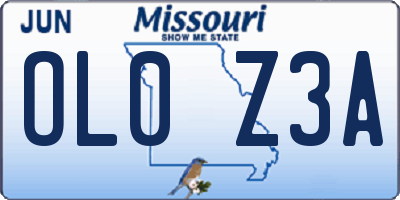 MO license plate OL0Z3A