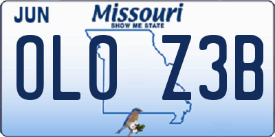 MO license plate OL0Z3B