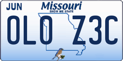 MO license plate OL0Z3C