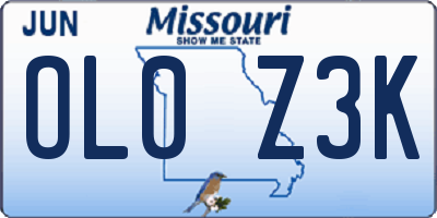MO license plate OL0Z3K