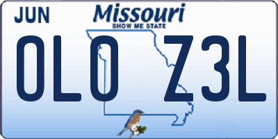 MO license plate OL0Z3L