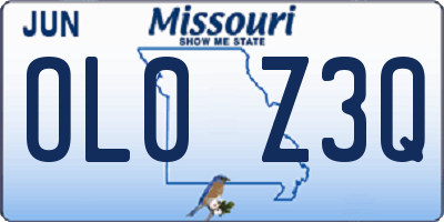 MO license plate OL0Z3Q