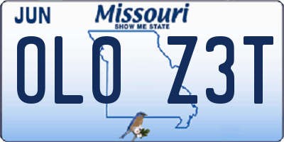MO license plate OL0Z3T