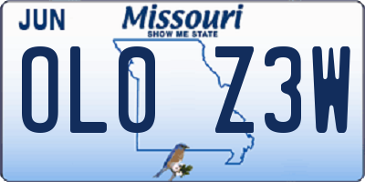 MO license plate OL0Z3W