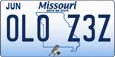 MO license plate OL0Z3Z