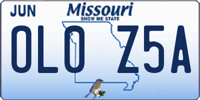 MO license plate OL0Z5A