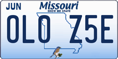 MO license plate OL0Z5E