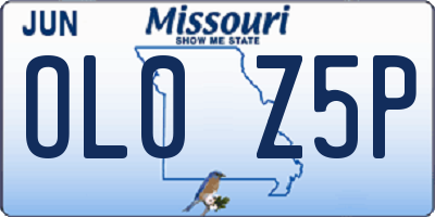 MO license plate OL0Z5P