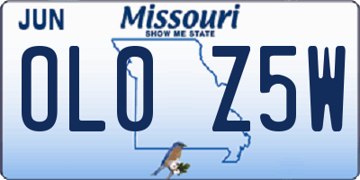 MO license plate OL0Z5W