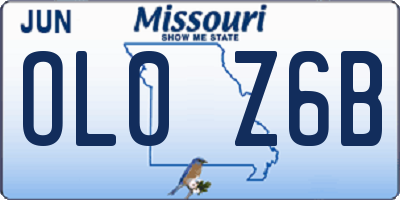 MO license plate OL0Z6B