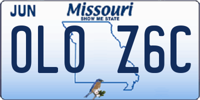 MO license plate OL0Z6C