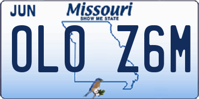 MO license plate OL0Z6M