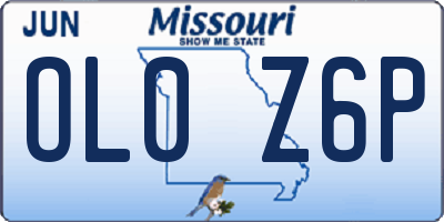 MO license plate OL0Z6P