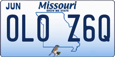 MO license plate OL0Z6Q