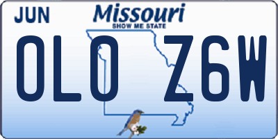 MO license plate OL0Z6W