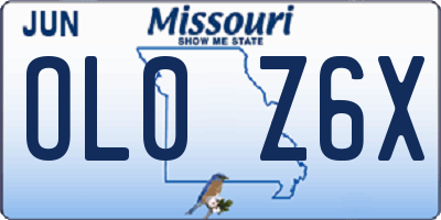MO license plate OL0Z6X