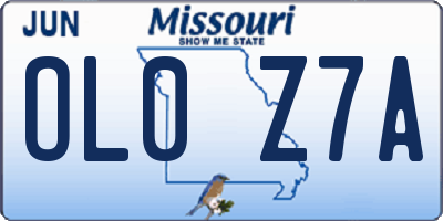 MO license plate OL0Z7A