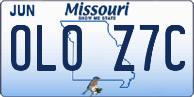 MO license plate OL0Z7C