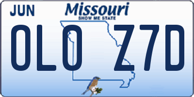 MO license plate OL0Z7D