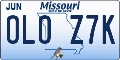 MO license plate OL0Z7K