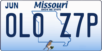 MO license plate OL0Z7P