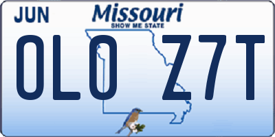 MO license plate OL0Z7T