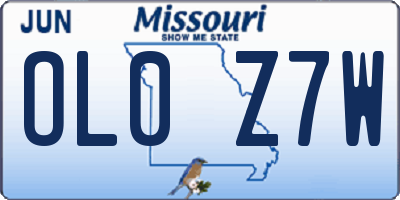 MO license plate OL0Z7W